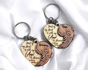 Personalized Memorial Keychain, Parts of my heart is with my Angel, Loss of a loved one, , Keychain heart, Grief gift, Bereavement gift