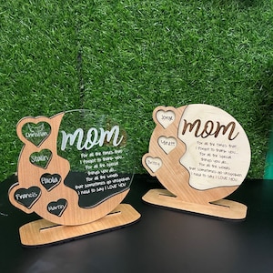 Mother's Day Personalized Cherrywood - Acrylic - Birch wood  Plaque, Beautiful gift -  Grandma - Nana -