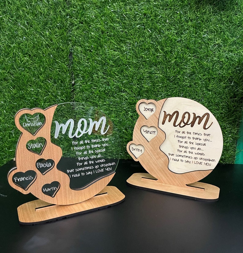 Mother's Day Personalized Cherrywood - Acrylic - Birch wood  Plaque, Beautiful gift -  Grandma - Nana - 