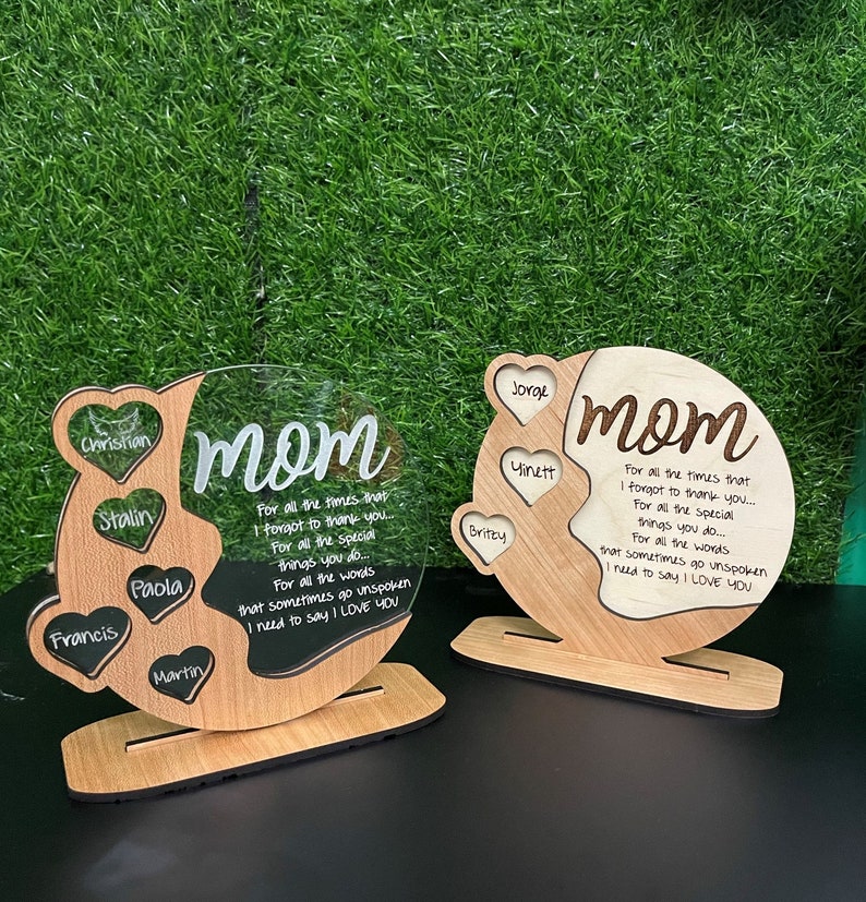 Mother's Day Personalized Cherrywood Acrylic Birch wood Plaque, Beautiful gift Grandma Nana image 1