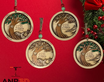 Adorno navideño conmemorativo personalizado: cardenal, colibríes, recuerdos navideños, regalo de condolencias. Por siempre en nuestros corazones.