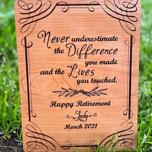 Personalized Retirement Wood Plaque, Beautiful Cherry Wood , Happy Retirement