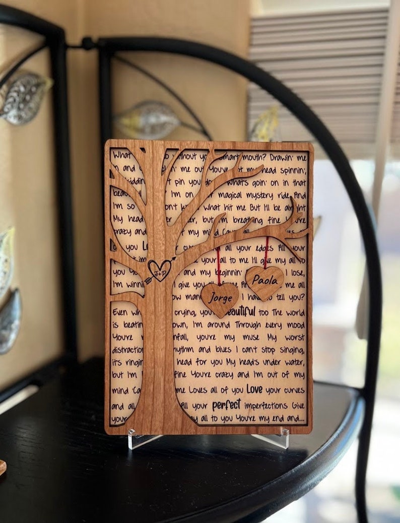 Couples love plaque, tree love, hearts, anniversary gift, couples gift