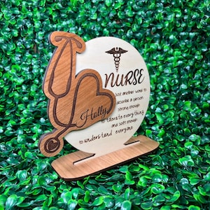 Personalized Nurse Plaque with Stethoscope Design - Custom Name Sign for Healthcare Workers - Nurse Appreciation Gift - Unique Nursing Decor