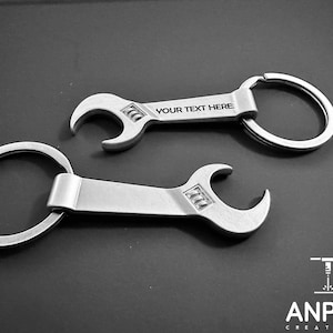 Personalized Wrench Shape Bottle Opener Keychain, Birthday gift, Mechanic Gift