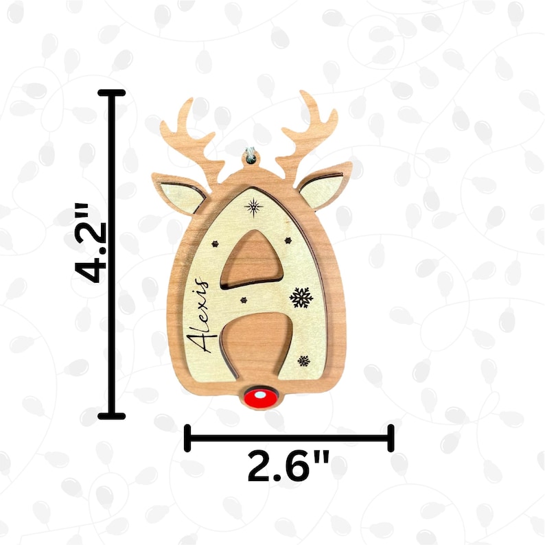 Reindeer letter ornaments personalized stocking tags for Christmas gifts name tags retro ornaments for the family holiday keepsake ornaments image 6