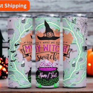 Personalized Witch Switch Tumbler - 20oz Skinny Tumbler with Straw- Stainless steel, Halloween, witchy, potion, Witchy Gift Idea,