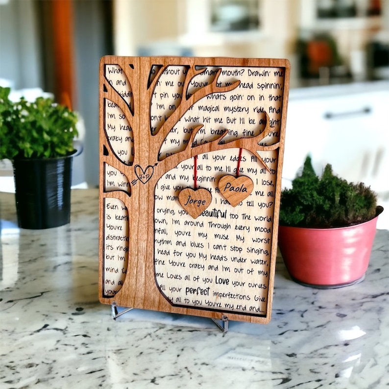 Couples love plaque, tree love, hearts, anniversary gift, couples gift