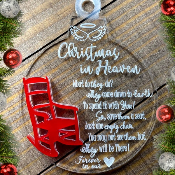 Christmas in Heaven - Acrylic Ornament Laser Engraved - Christmas Memories
