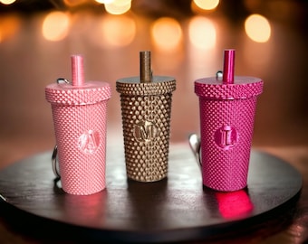 Mini Studded Tumbler Keychain- Coffee lovers - Custom keychain -
