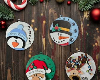 Adornos navideños, Papá Noel, muñeco de nieve, ciervo, pingüino, decoración del árbol, decoración navideña