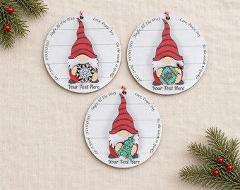 Personalized Gnome Christmas Ornament, Rustic Holiday Decor, Family Keepsale