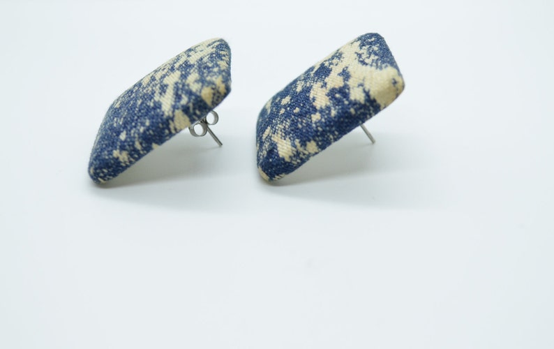 DENIM EARRINGS Retro denim earrings Vintage 1980/'s Fabric earrings Cowgirl Jeans pierced 80/'s fashion Square