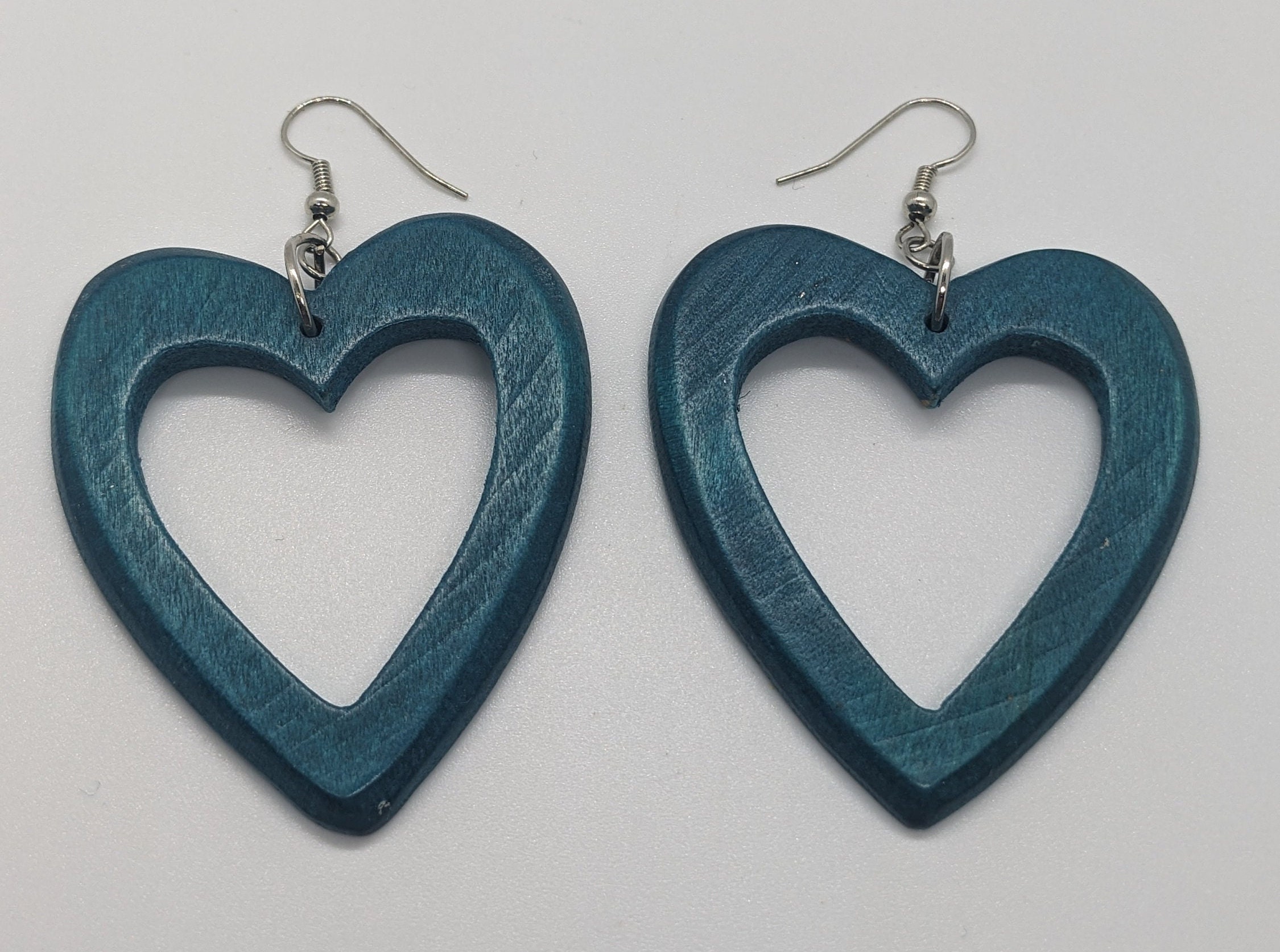 ■VINTAGE HOLLYWOOD■ Colorful Heart Earrings VH2313EA002B Vintage Copper Heart Earrings - Vintage 3D Heart Copperplate