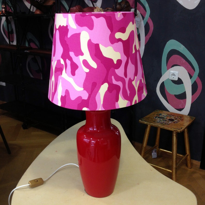 Red Floor Lamp Camouflage Foot David Hicks Design