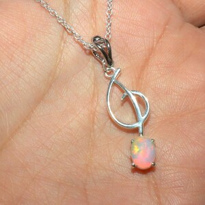 Sterling Silver Ethiopian Opal Pendant Necklace - Natural Gemstone Jewelry