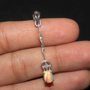 Ethiopian Opal Pendant Necklace: Sterling Silver Fire Opal Jewelry