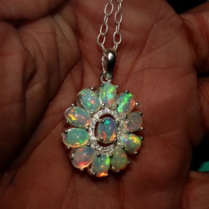 Natural Ethiopian Opal Pendant in 925 Sterling Silver - 5 x 7 mm Opal cabs pendant - handmade Opal jewelry in silver - Opal Necklace