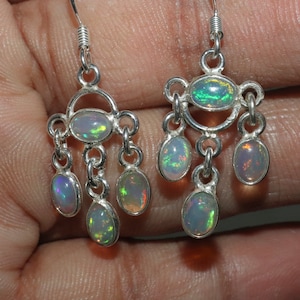 Handmade Ethiopian Opal Sterling Silver Chandelier Earrings