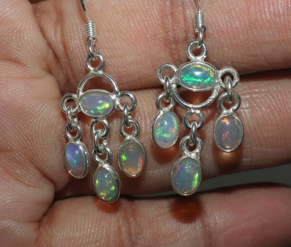 Sterling Silver Ethiopian Opal Multi Drop Earrings Sterling Silver Ethiopian Opal Multi Drop Earrings