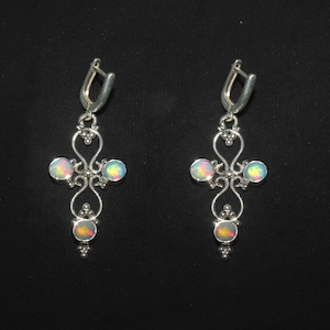 Ethiopian Fire Opal Sterling Silver Earrings: October Birthstone Gift