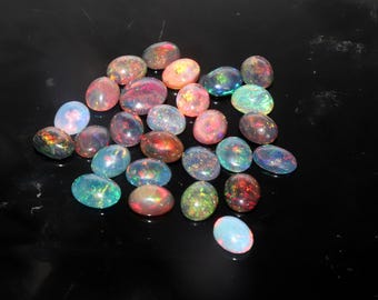 Handmade Ethiopian Welo Fire Opal Cabochon: Black Opal Stone (4 x 6 mm)