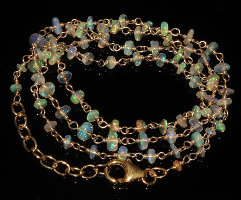 22 TCW 2-3.5 mm Beads 925 sterling silver with Genuine Ethiopian opal Necklace Opal Beads Necklace Ethiopian Opal Beads Opal Beads