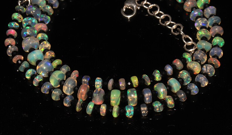 Natural Beautiful Ethiopian Fire Opal Beads /& Spinal Beads Necklace Opal Beads Necklace Ethiopian Opal Beads Opal Beads With Spinal