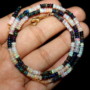 Natürliche 4 mm Ethiopain Opal Halskette - Opal Halskette - Opal Schmuck - Schutz Halskette - Geschenk für Freundin - Unisex Halskette