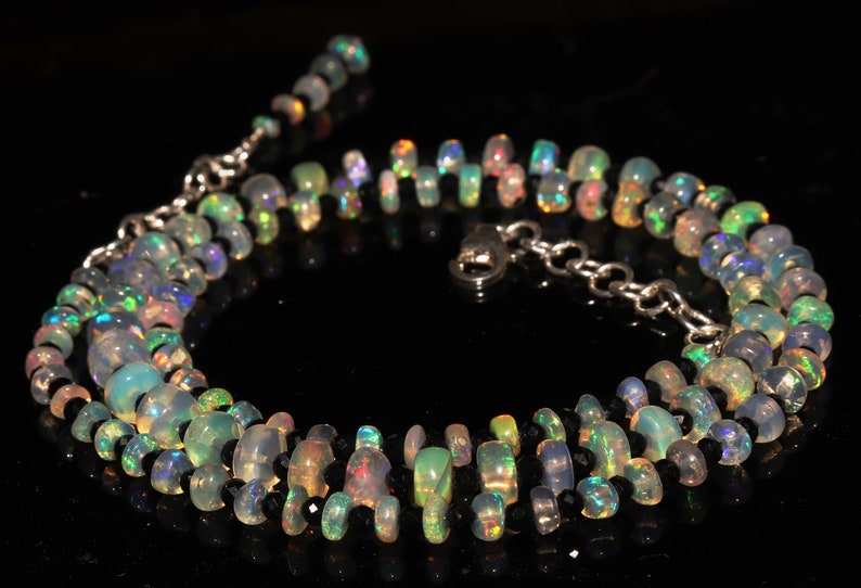 Natural Beautiful Ethiopian Fire Opal Beads /& Spinal Beads Necklace Opal Beads Necklace Ethiopian Opal Beads Opal Beads With Spinal