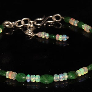 Natural Ethiopian Fire Opal  beads with Tsavorite Oval Beads Bracelet / Tsavorite Beads Bracelet / Opal Beads Bracelet / Green garnet beads