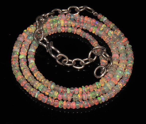 Multi Color Bracelet Handmade Opal Bracelet Natural Ethiopian Fire Opal Bracelet 17 Carat 6.5 Beads Opal Bracelet
