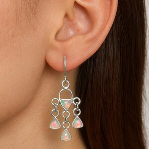 Ethiopian Fire Opal Earrings: Sterling Silver Dangle Jewelry