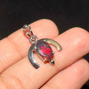 Ethiopian Black Opal Pendant: Sterling Silver Necklace, Fire Opal Gemstone