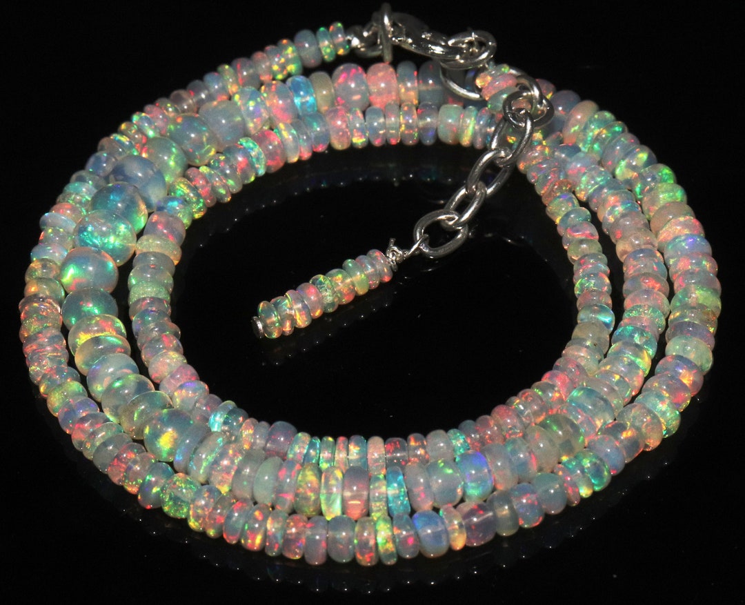Ethiopian Opal Beads Boho Jewelry Necklace Welo Fire Opal Beads Faceted