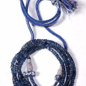 Natural Kyanite Faceted Bead Necklace - Layered Gemstone Jewelry, 18 Inches