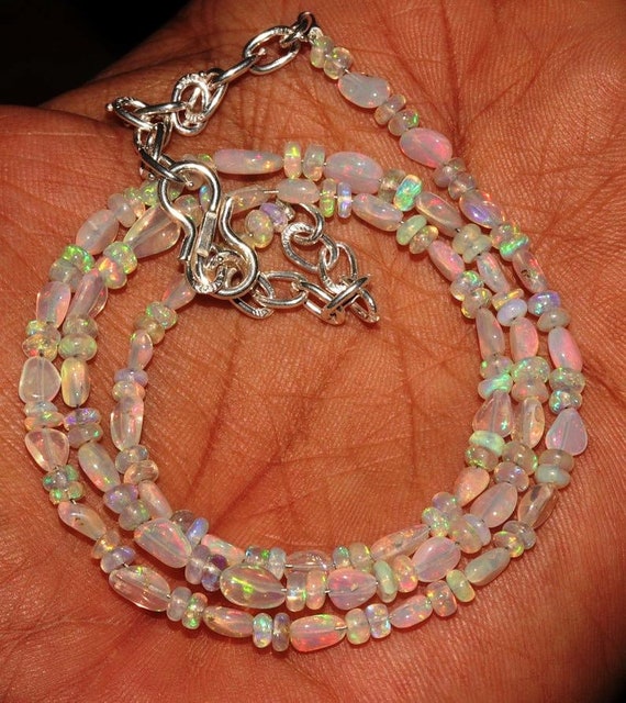 Ethiopian Opal Bead Necklace: Natural Tumble Opal Nugget Strand