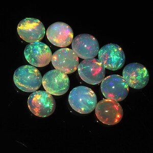 Natural Ethiopian Welo Fire Opal Cabochon: AA+ Grade, 7mm Round
