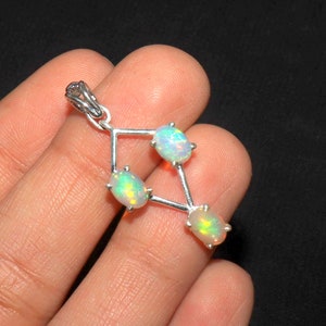 sterling silver opal pendant - white opal pendant - gift for mom - gift for her - birthday gift - valentine gift - birthstone jewelry - gift
