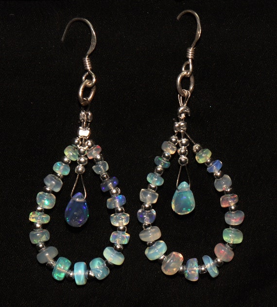 Sterling Silver Ethiopian Opal Multi Drop Earrings Sterling Silver Ethiopian Opal Multi Drop Earrings