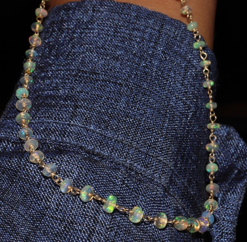 22 TCW 2-3.5 mm Beads 925 sterling silver with Genuine Ethiopian opal Necklace Opal Beads Necklace Ethiopian Opal Beads Opal Beads