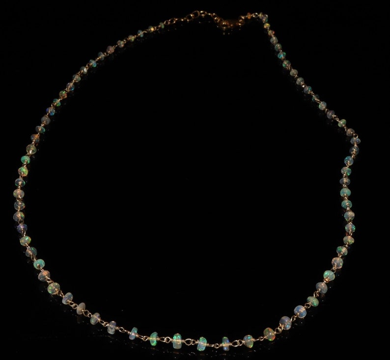 22 TCW 2-3.5 mm Beads 925 sterling silver with Genuine Ethiopian opal Necklace Opal Beads Necklace Ethiopian Opal Beads Opal Beads