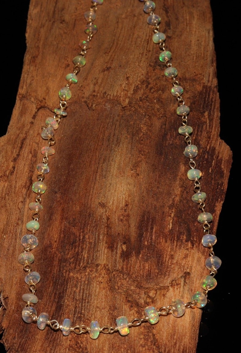 22 TCW 2-3.5 mm Beads 925 sterling silver with Genuine Ethiopian opal Necklace Opal Beads Necklace Ethiopian Opal Beads Opal Beads