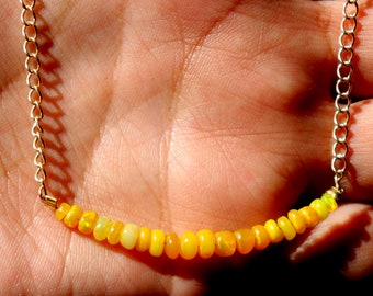 Ethiopian Opal Necklace -Opal Gemstone yellow Opal CHOKER - ready to wear Choker Necklace - UNIQUE GIFT