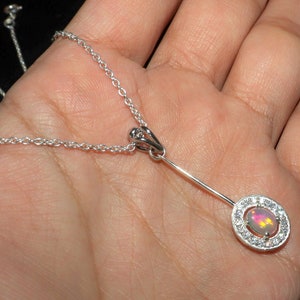 Sterling Silver Ethiopian Opal Pendant Necklace - Natural Gemstone Jewelry