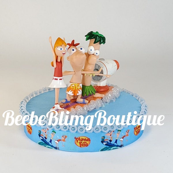 Disney Phineas and Ferb with Candace cake topper.  Phineas and Ferb centerpiece decoration.  A great keepsake for your memories.