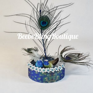 Peacock wedding cake topper.  Peacock wedding centerpiece decoration.  A great keepsake for your memories.