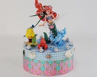 Disney Little Mermaid cake topper. Ariel is centerpiece decoration. A great keepsake for your memories. Not fondant!