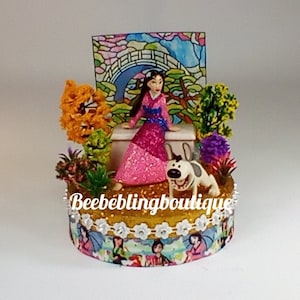 Disney Mulan and little brother her dog Cake topper.  Mulan centerpiece Decoration.  A great keepsake for your memories.
