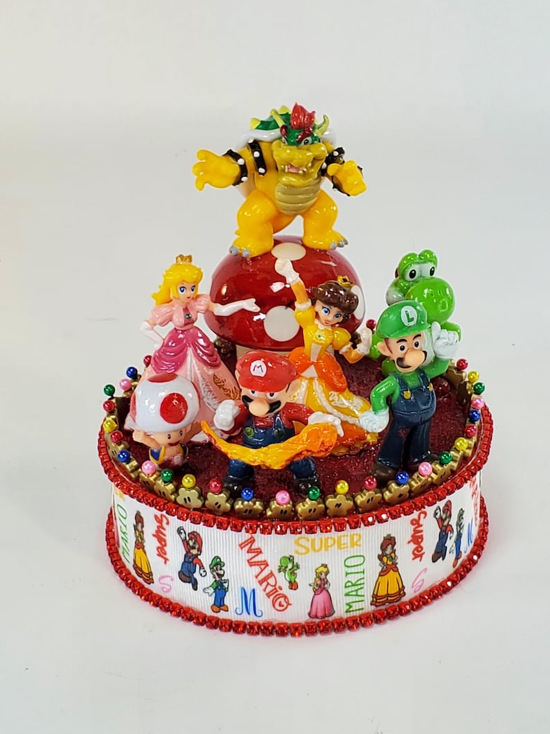 Adorno para tarta de Super Mario: Centro de mesa de recuerdo de Nintendo imagen 4